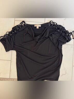 Women’s Michael Kors Black Chain-Accent Draped Women's Top XS